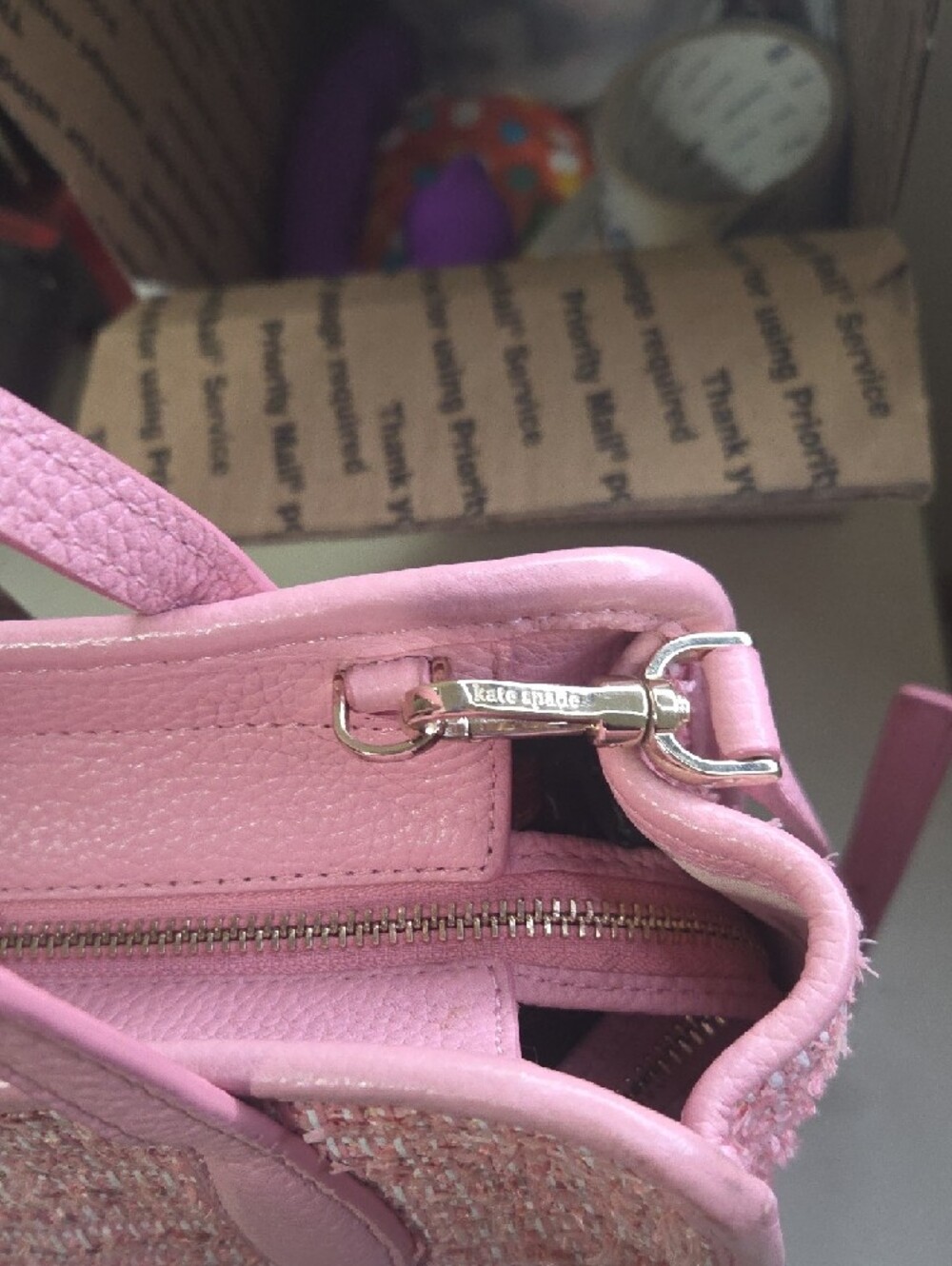 kate spade Pink Rowe Summer Tweed Satchel with Tassel Accent - Picture 5 of 11